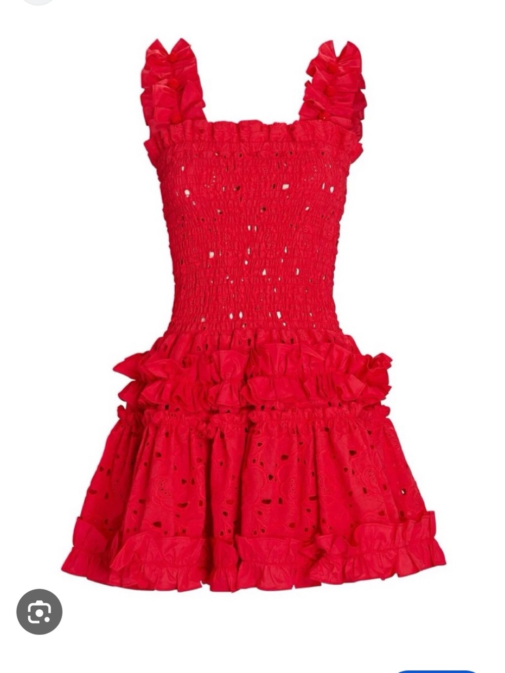 Waimari Red Ruffle Eyelet Mini Dress